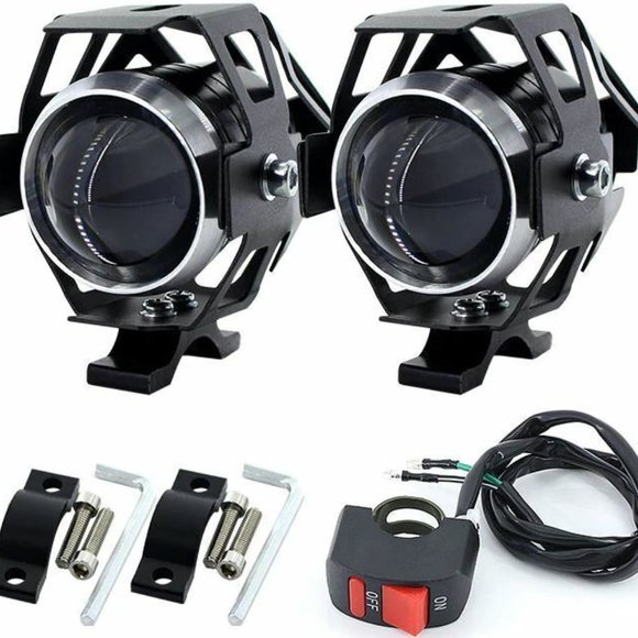 Dual Motorcycle U5 LED DRL Headlamp Auxiliary Lamp~Fog~Spotlights W/Switch - Picture 1 of 5